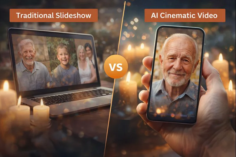 static-slideshow-vs-ai-cinematic-memorial-video